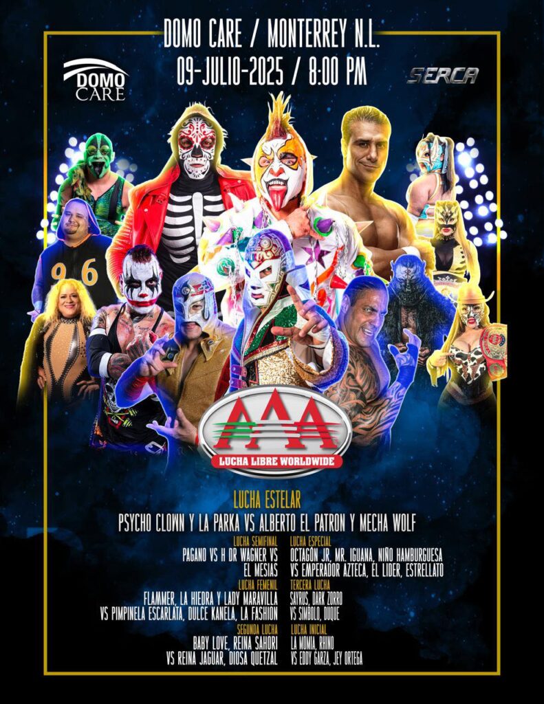 CARTELERA Y ELENCO LUCHA TRIPLE AAA DOMO CARE