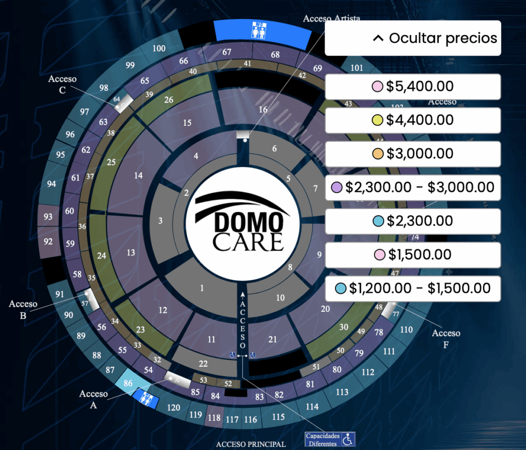 MAPA DE ZONAS Y PRECIOS CHRISTIAN NODAL DOMO CARE