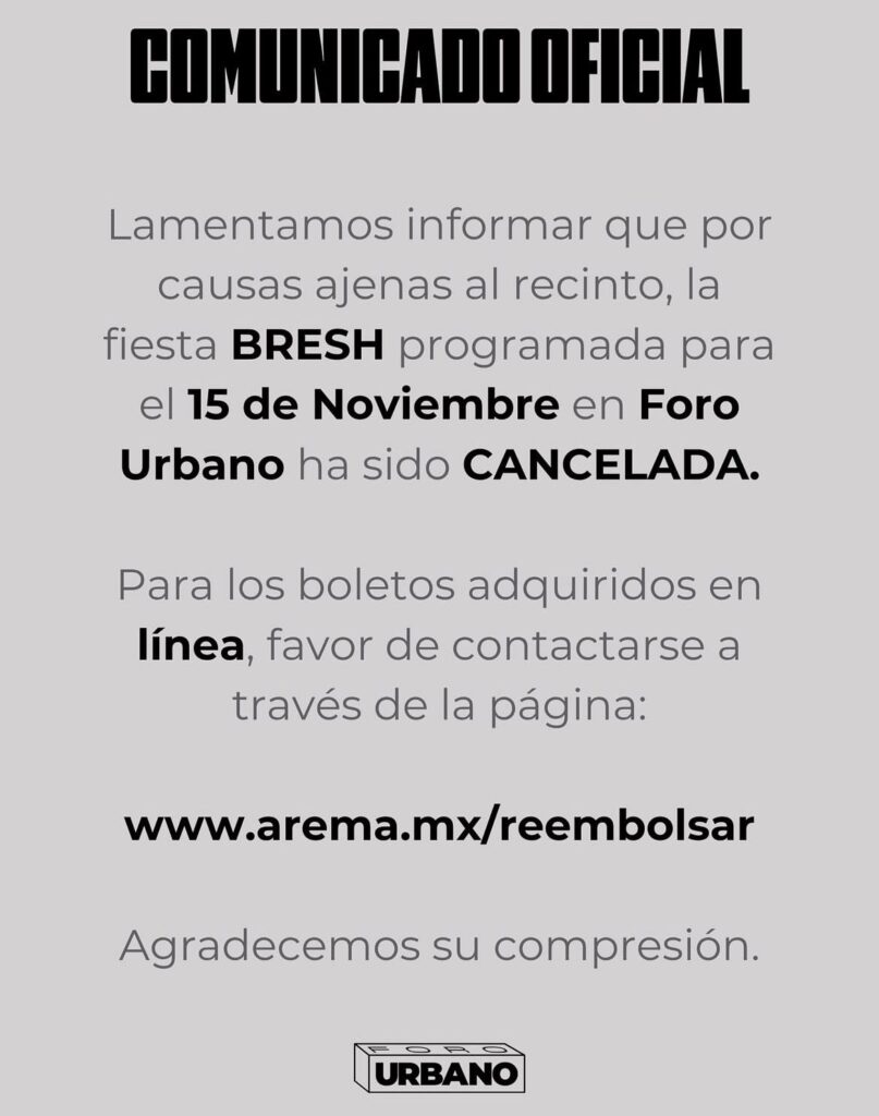 EVENTO CANCELADO BRESH MONTERREY 2025 FORO URBANO