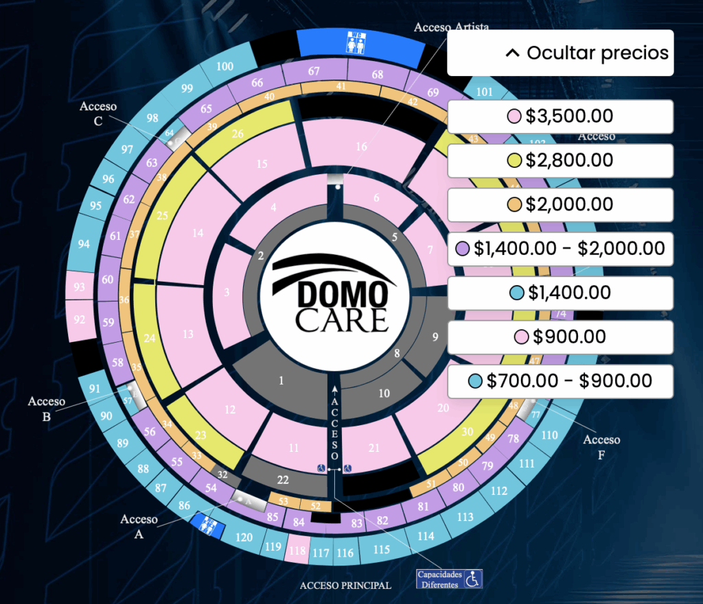 MAPA DE ZONAS Y PRECIOS GLORIA TREVI DOMO CARE