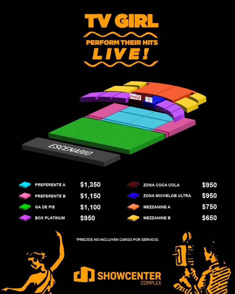 MAPA DE PRECIOS TV GIRL EN MONTERREY SHOWCENTER COMPLEX