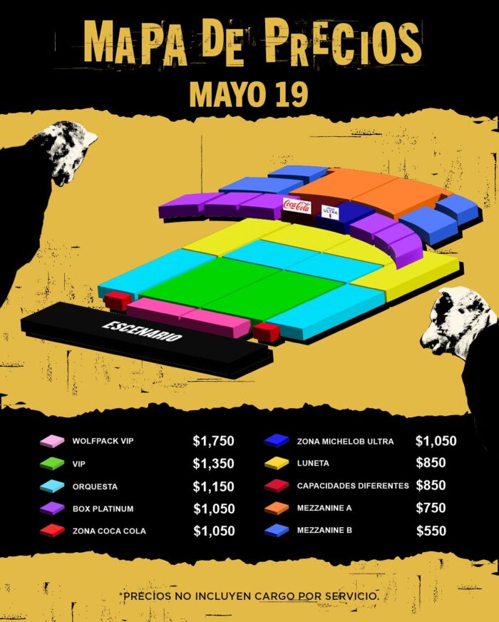 MAPA DE PRECIOS MAN WITH A MISSION MONTERREY 2026 SHOWCENTER COMPLEX