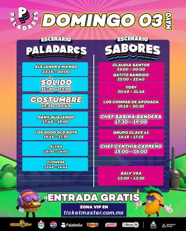 HORARIO FESTIVAL PALADARES MONTERREY 2026 PARQUE FUNDIDORA
