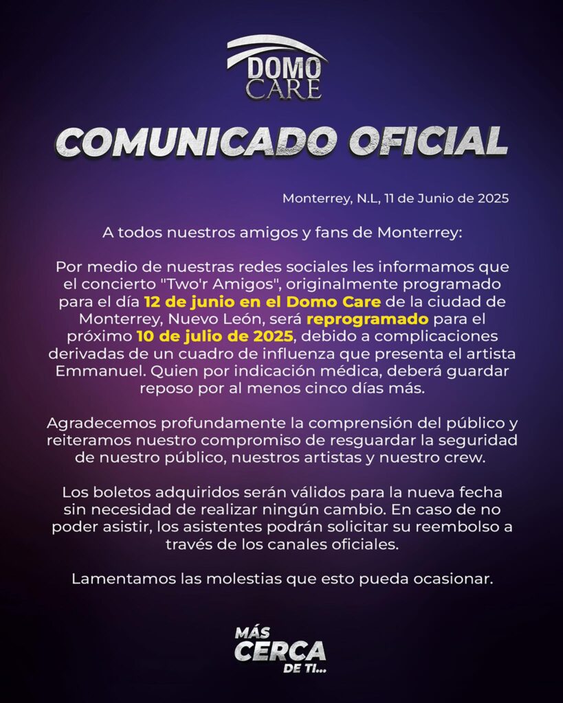 EMMANUEL Y MIJARES MONTERREY 2025 DOMO CARE nueva fecha