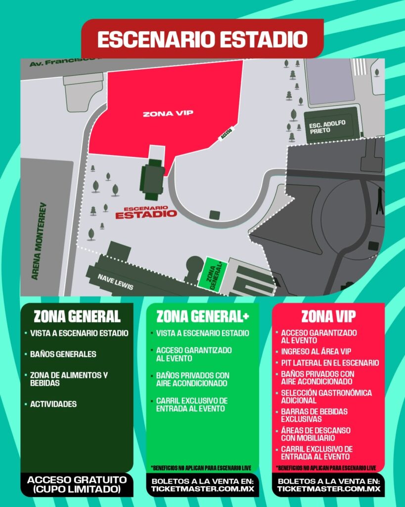 MAPA FIFA FAN FEST MONTERREY 2026 ESCENARIO ESTADIO
