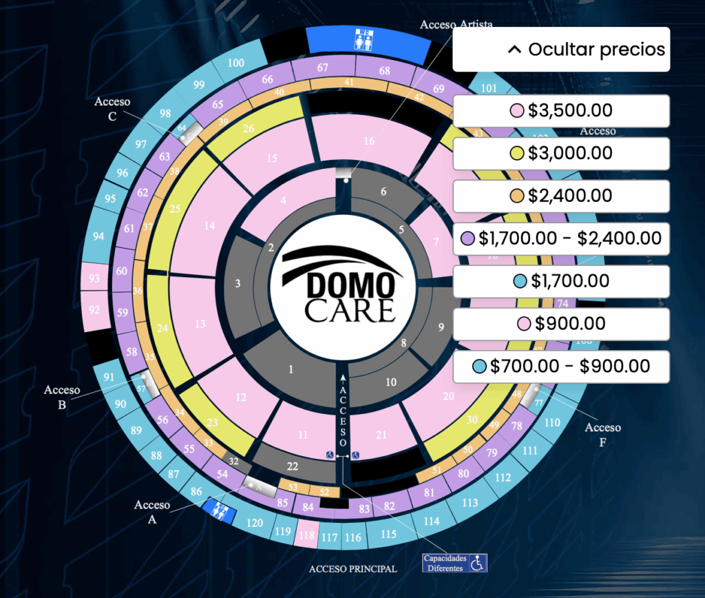 PEPE AGUILAR MONTERREY 2025 DOMO CARE MAPA PRECIOS