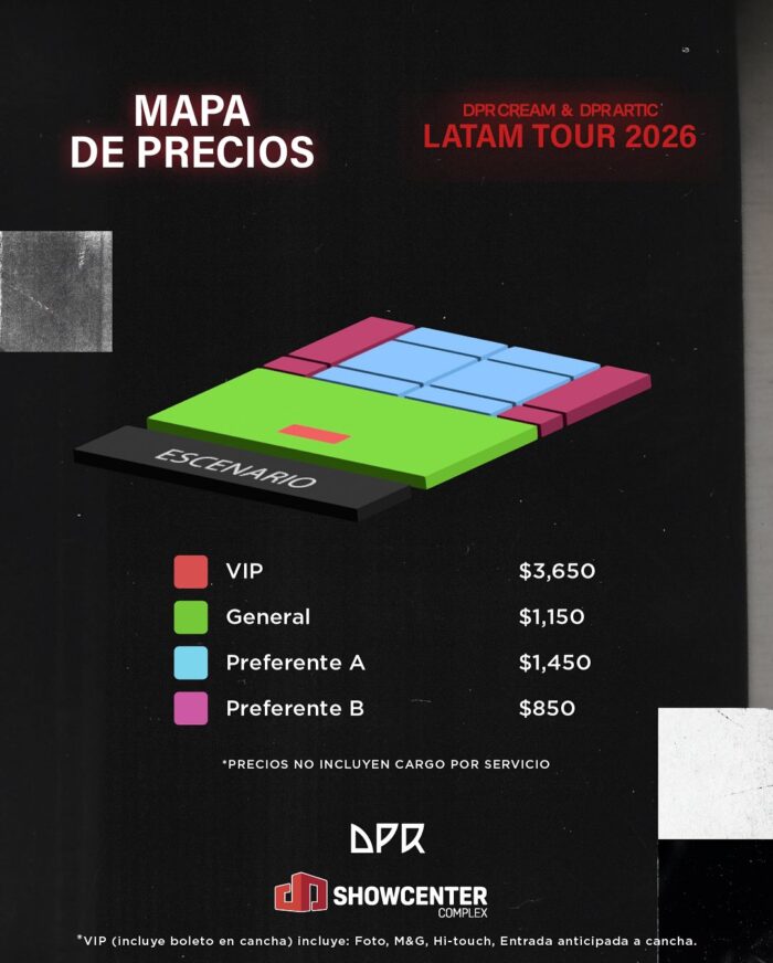 MAPA DE PRECIOS DPR CREAM Y DPR ARTIC MONTERREY 2026 SHOWCENTER COMPLEX