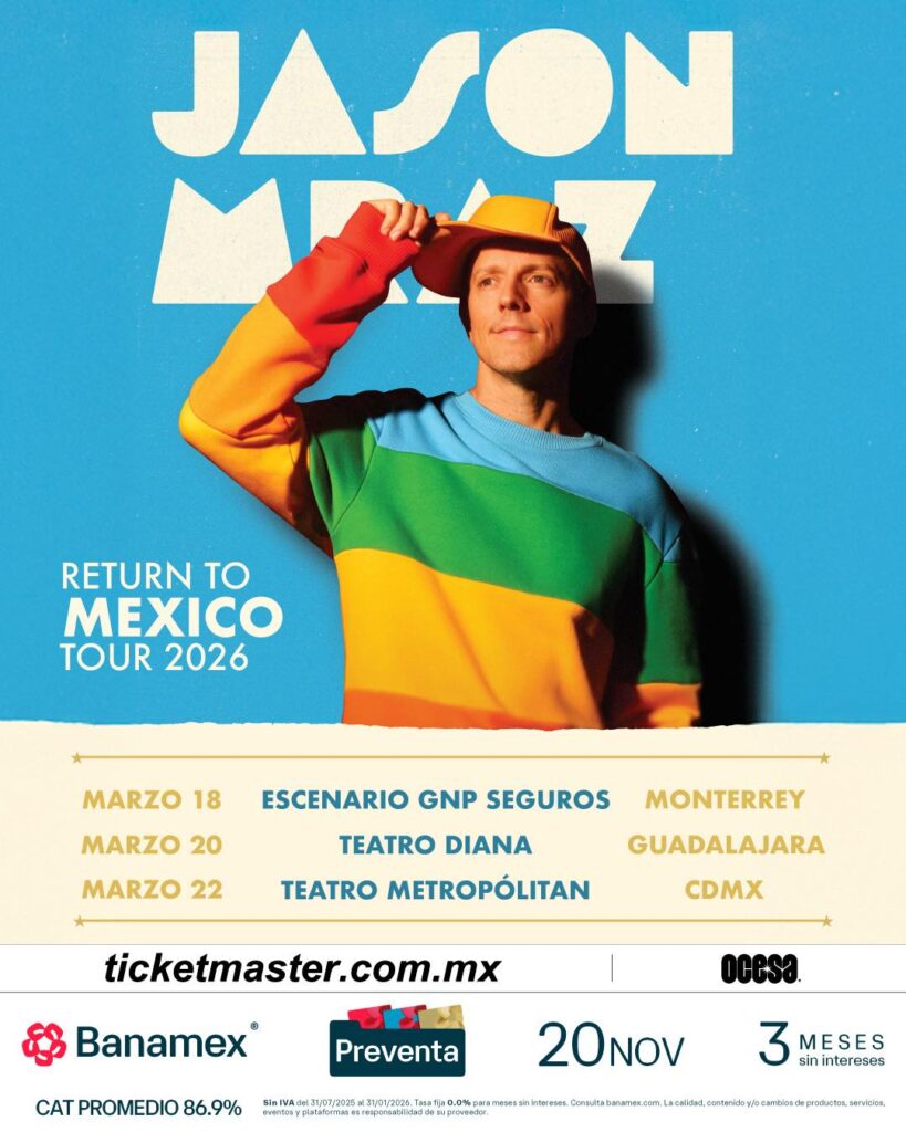 JASON MRAZ EN MONTERREY GUADALAJARA CDMX 2026