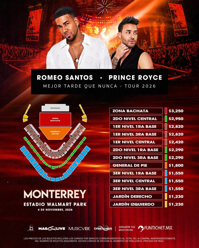 ROMEO SANTOS Y PRINCE ROYCE MONTERREY 2026 WALMART PARK