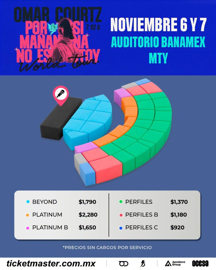 MAPA DE PRECIOS OMAR COURTZ MONTERREY 2026 AUDITORIO BANAMEX