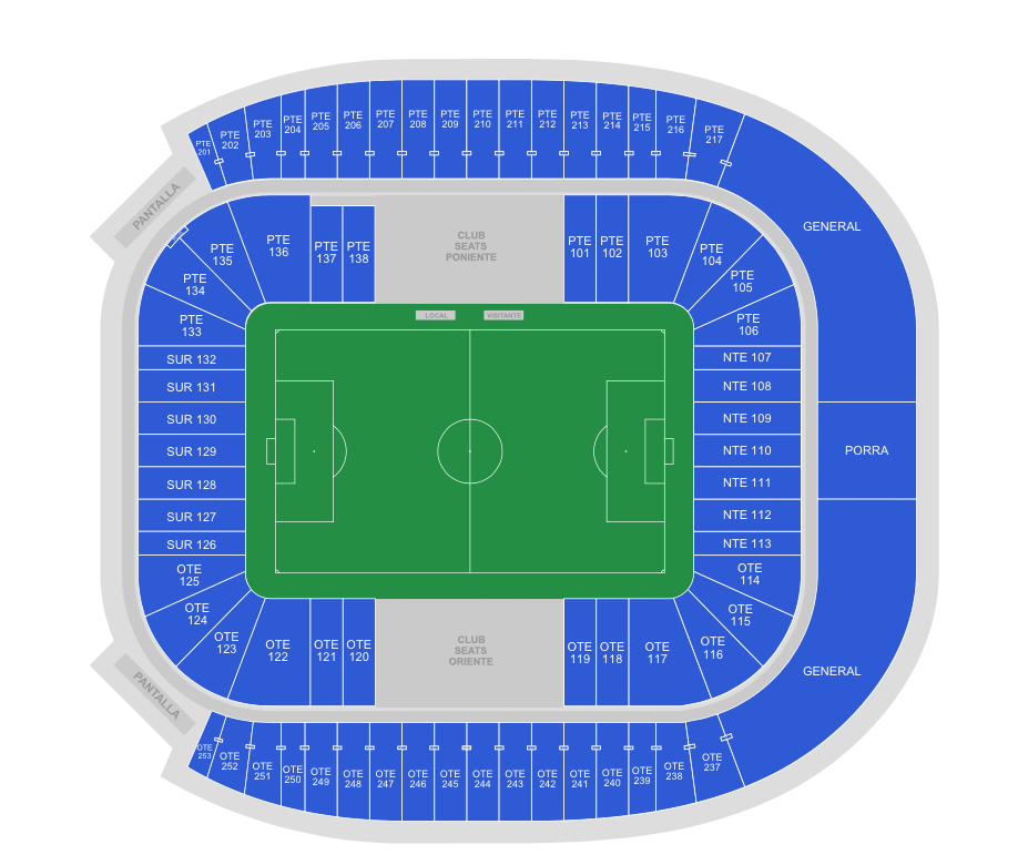 MAPA JUEGO DE LEYENDAS CORONA ESTADIO MONTERREY