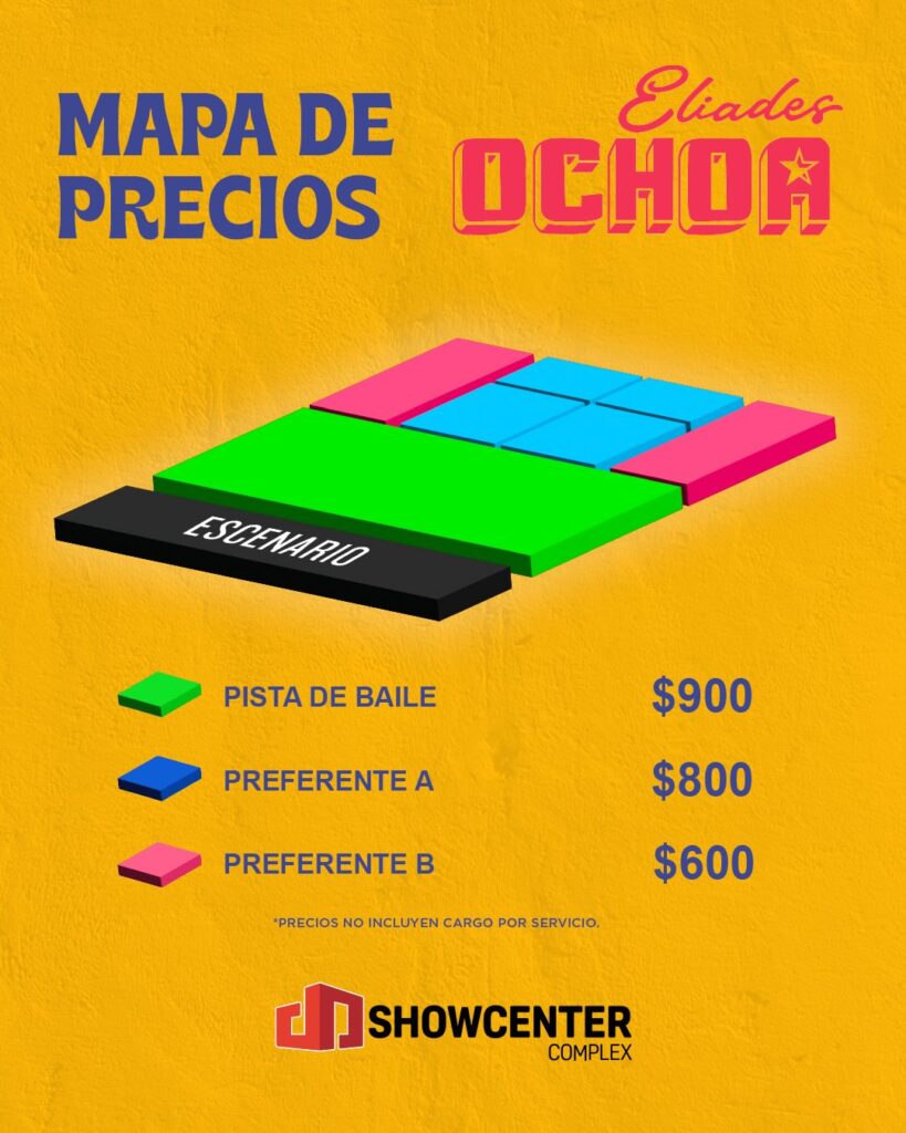 MAPA DE PRECIOS ELIADES OCHOA EN MONTERREY 2026 SHOWCENTER COMPLEX