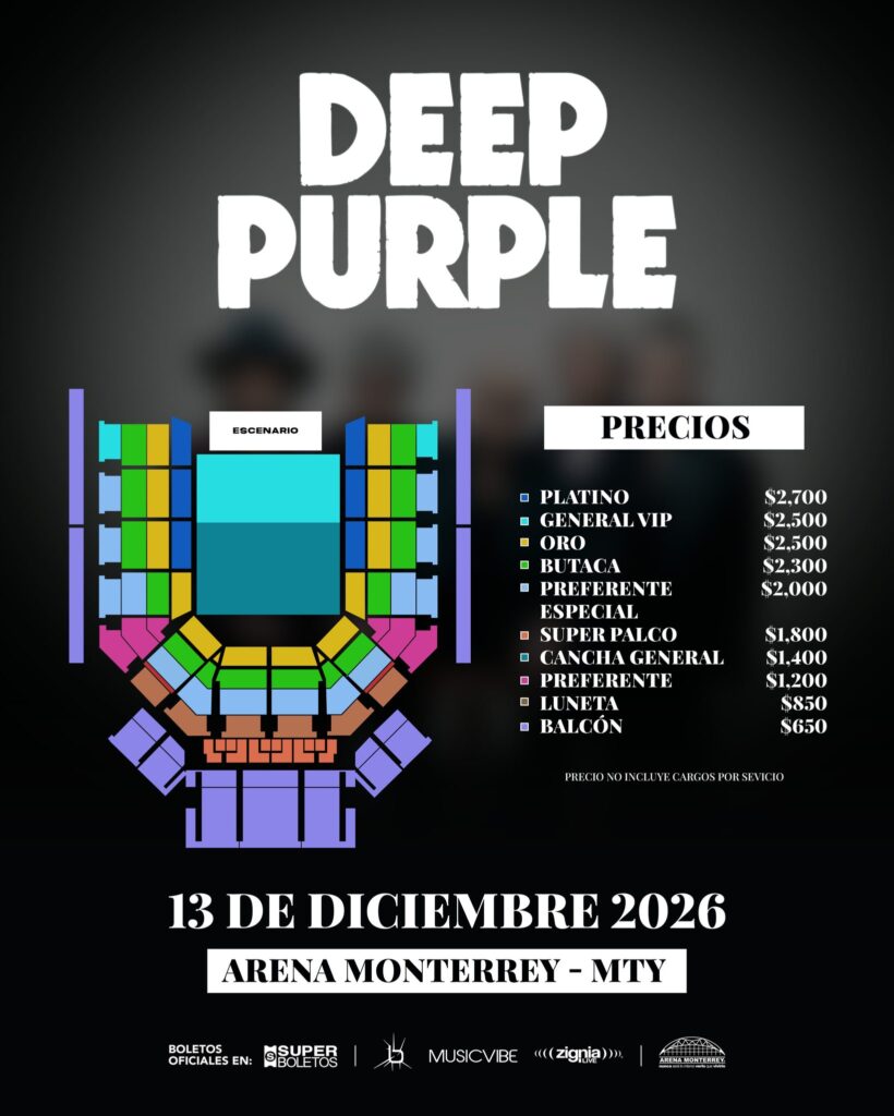 MAPA DE PRECIOS DEEP PURPLE EN ARENA MONTERREY 2026