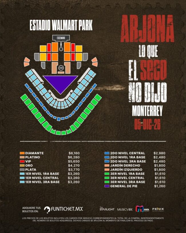 ARJONA MONTERREY 2026 WALMART PARK