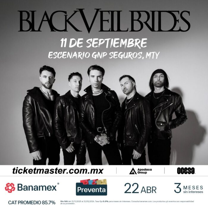 BLACK VEIL BRIDES MONTERREY 2026 ESCENARIO GNP SEGUROS