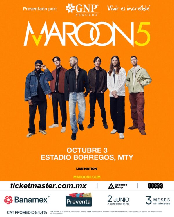 MAROON 5 MONTERREY 2026 ESTADIO BORREGOS