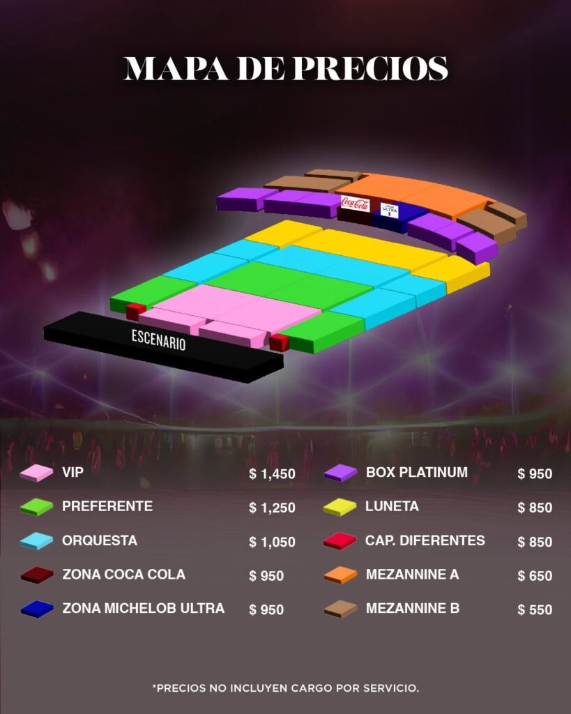MAPA DE PRECIOS MANIA THE ABBA TRIBUTE MONTERREY 2026 SHOWCENTER COMPLEX