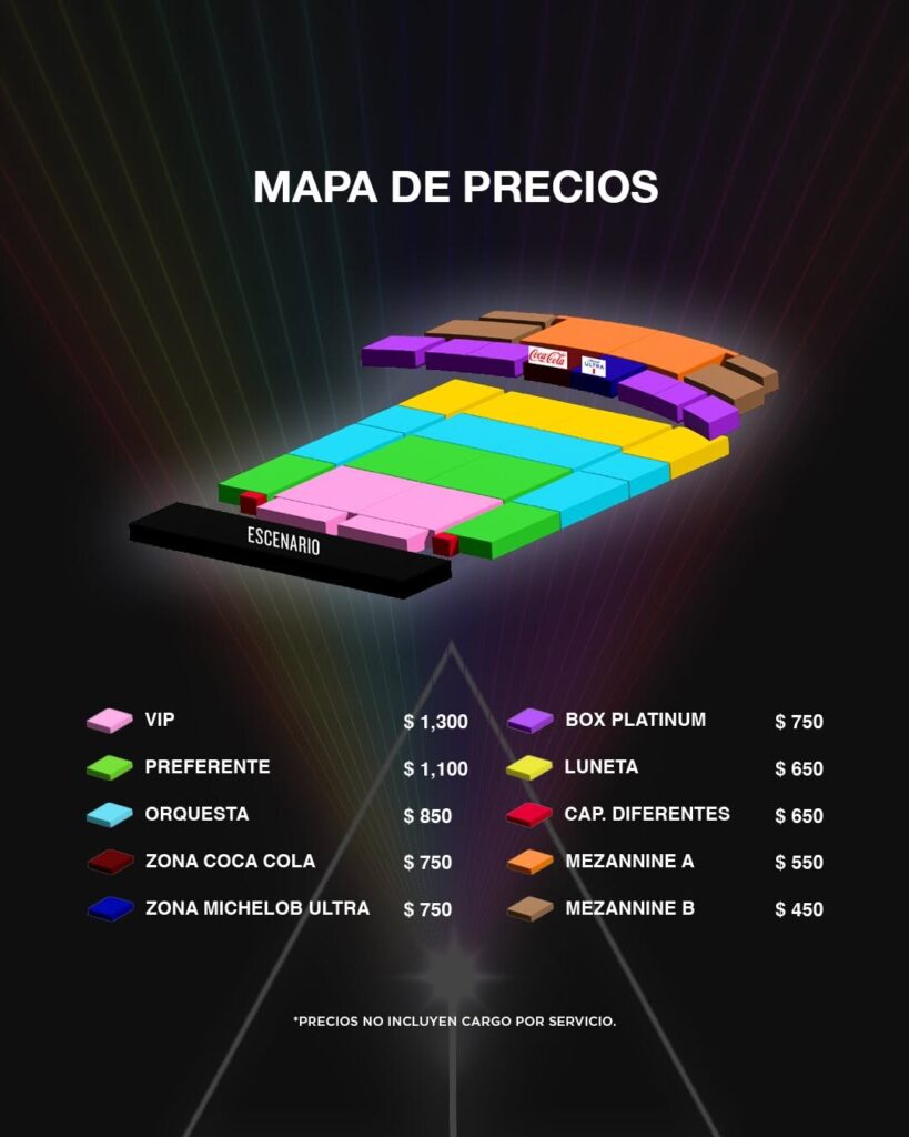 MAPA DE PRECIOS THE DARK SIDE OF THE ORCHESTRA MONTERREY 2026 SHOWCENTER COMPLEX
