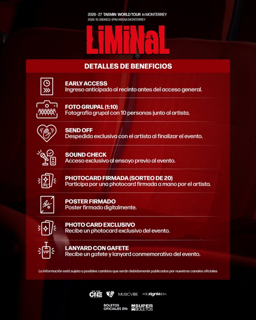 BENEFICIOS BOLETOS TAEMIN MONTERREY 2026 ARENA MONTERREY